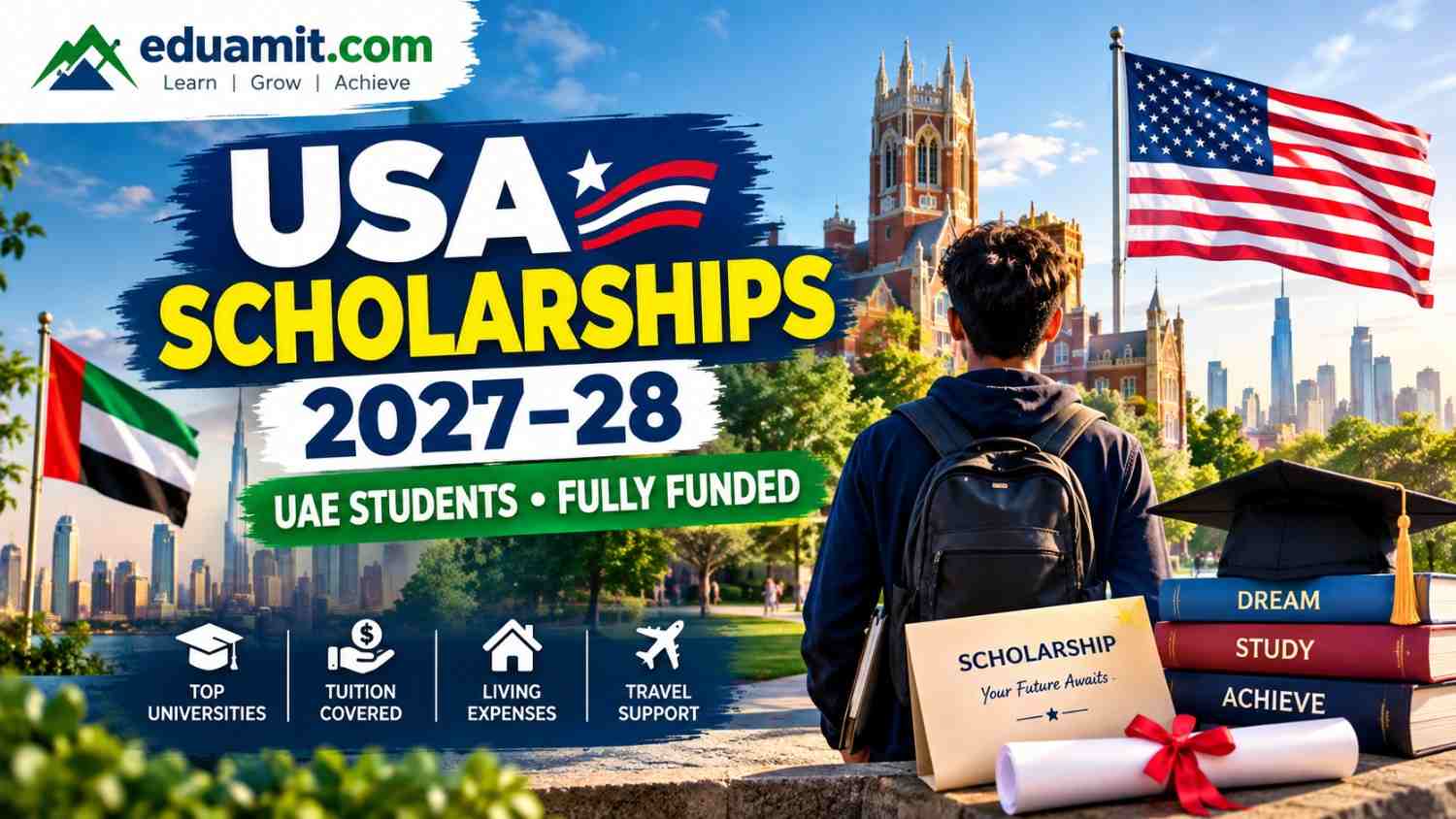 USA Scholarships for UAE Students 2027–2028 1 USA Scholarships for UAE Students 2027–2028: Complete Guide to Fully Funded Opportunities