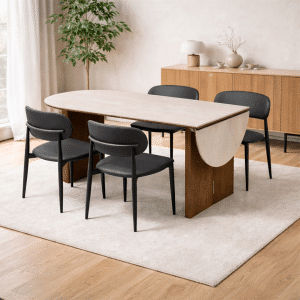 Fluted Extendable Dining Table Set