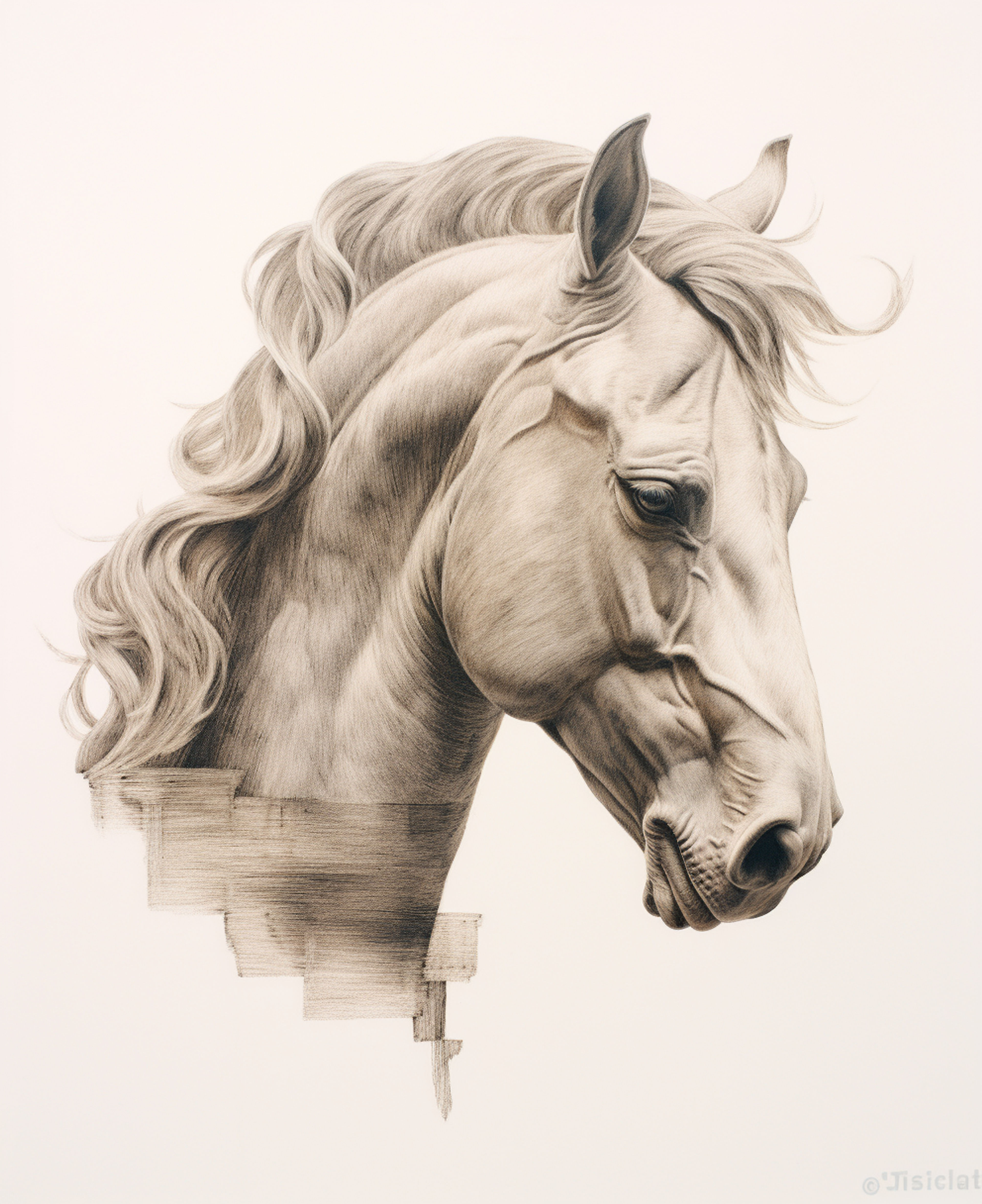 pencil drawing of horse head