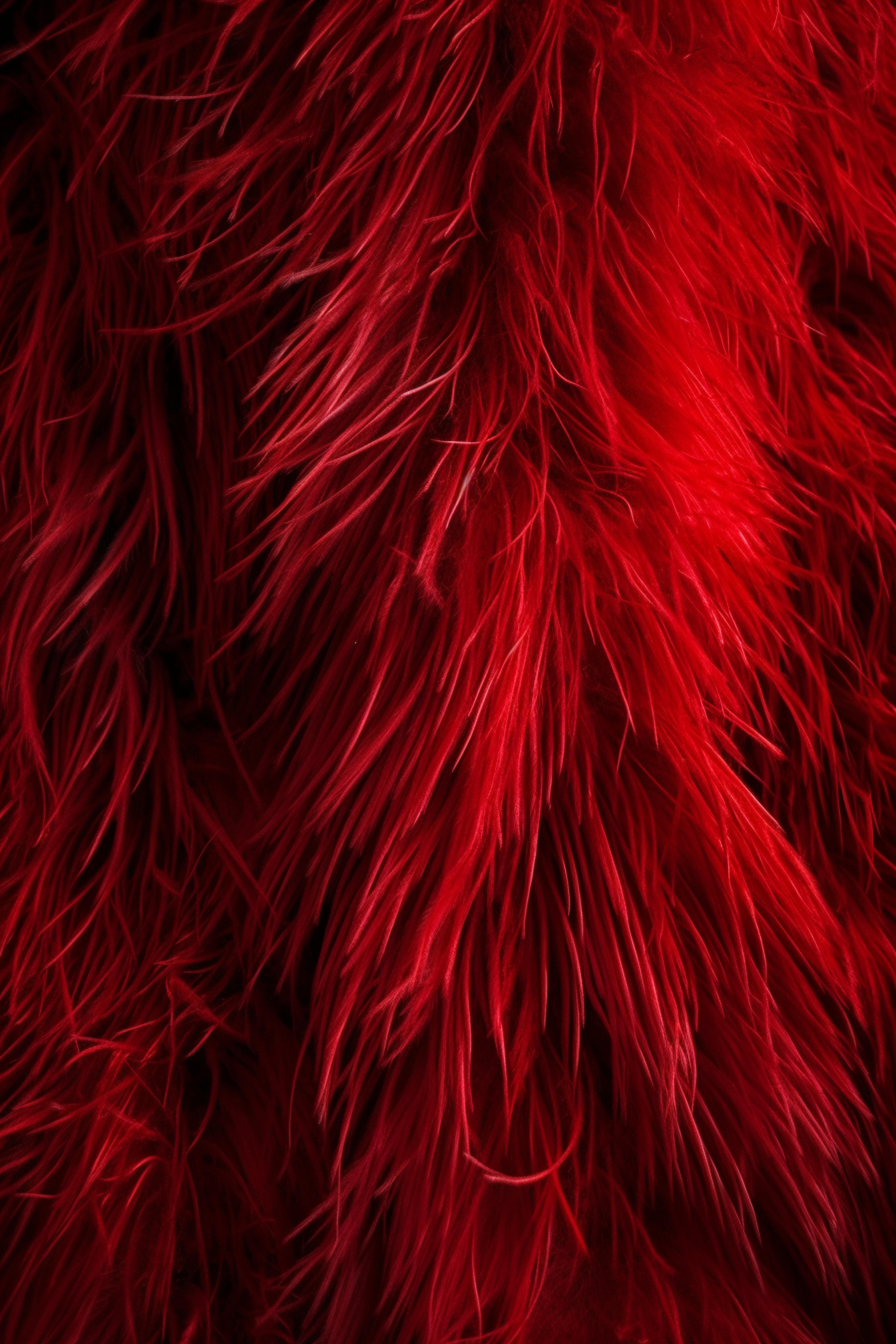 Red Fur Close Up on Faux Fur Background