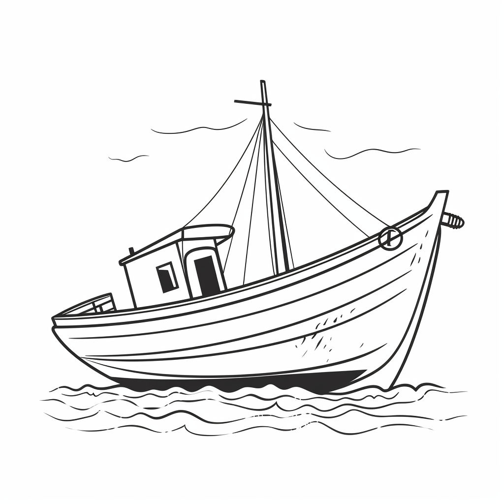 line drawing cartoon steam boat 12157928 Vector Art at Vecteezy