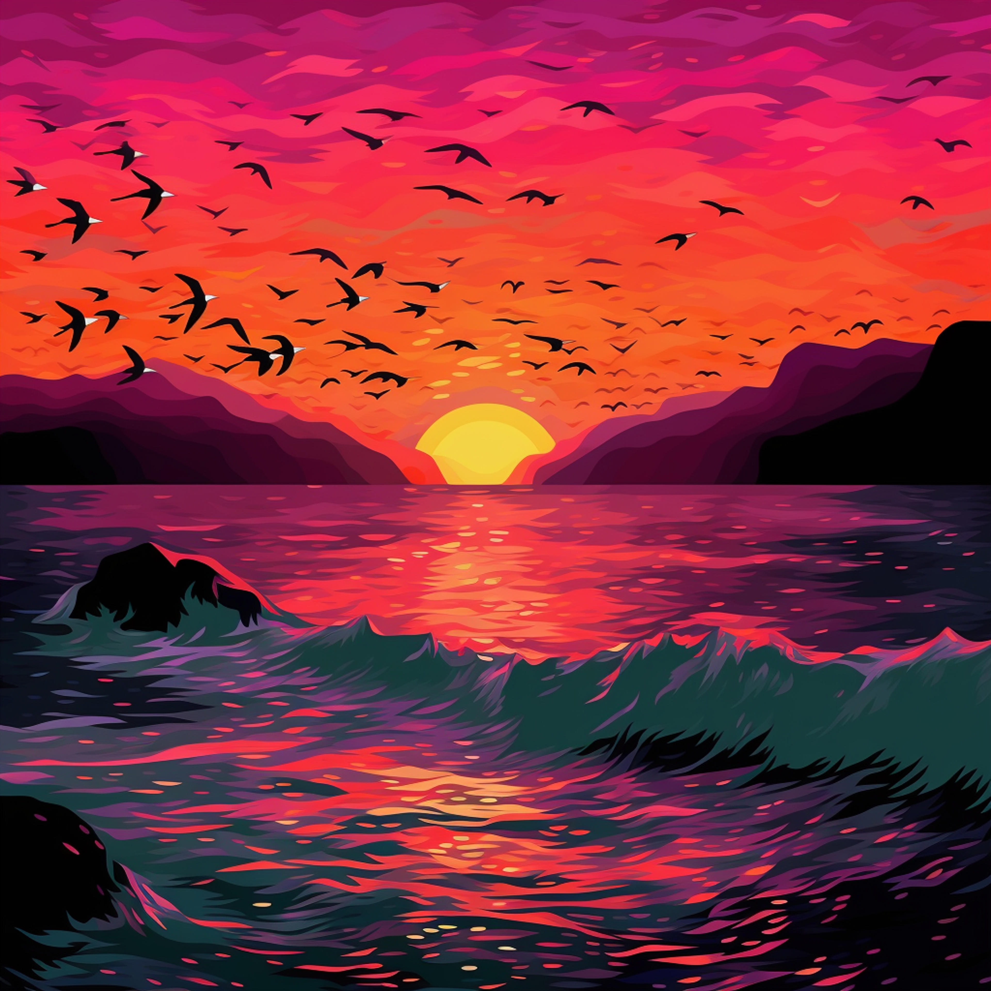 4K Sea Sunset Wallpaper for PC by Midjourney - Free Download