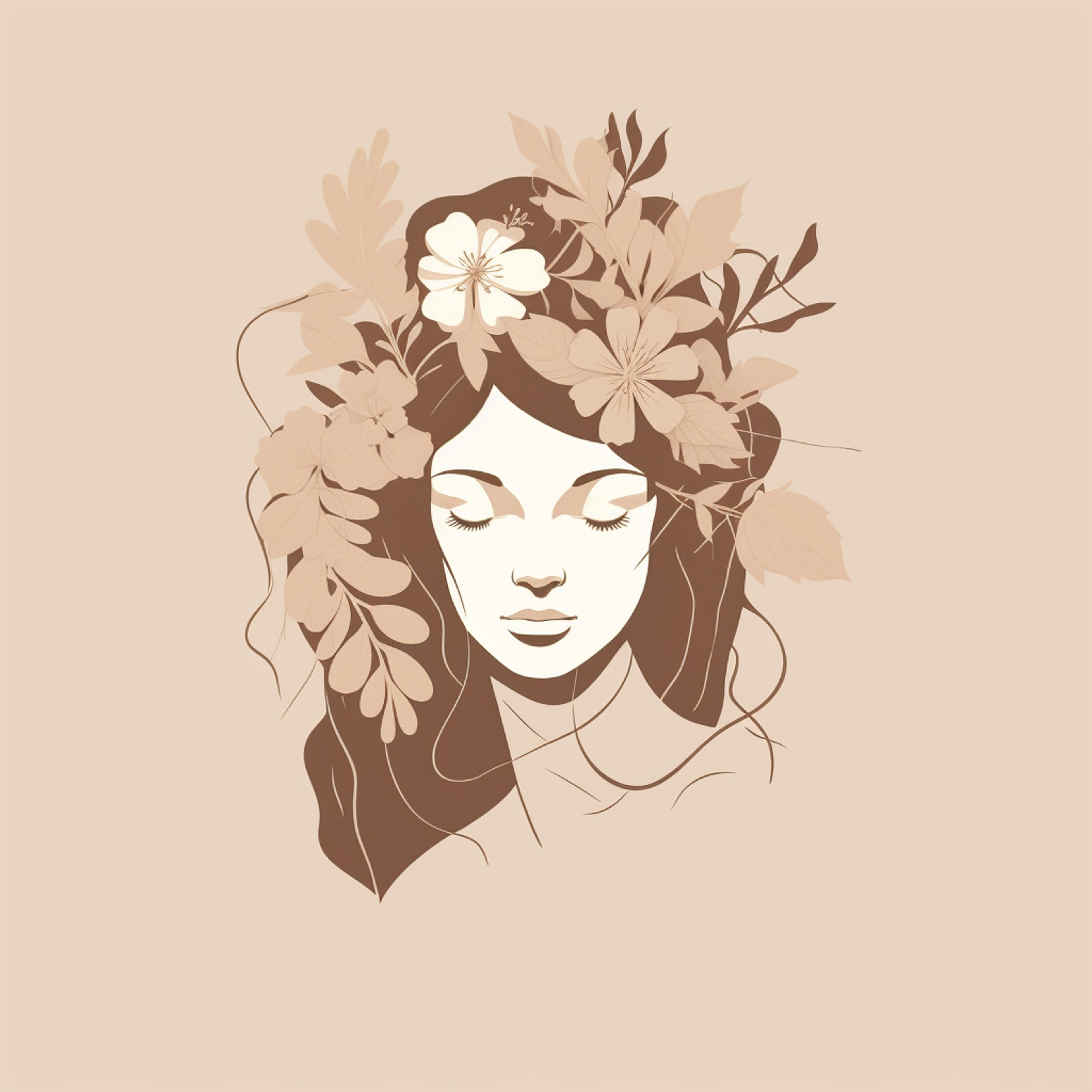 Darkly Romantic Illustration of a Woman Holding Insect Flowers