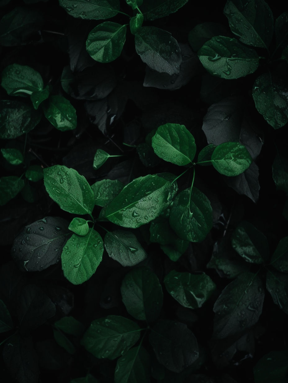 Green Leaves on Black Background: A Lo-Fi Aesthetic Photoshoot | Free ...