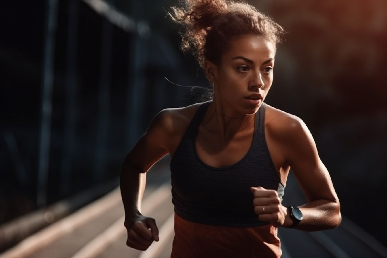 Hyperealistic Photograph of a Female Athlete Running on a Track | Free ...