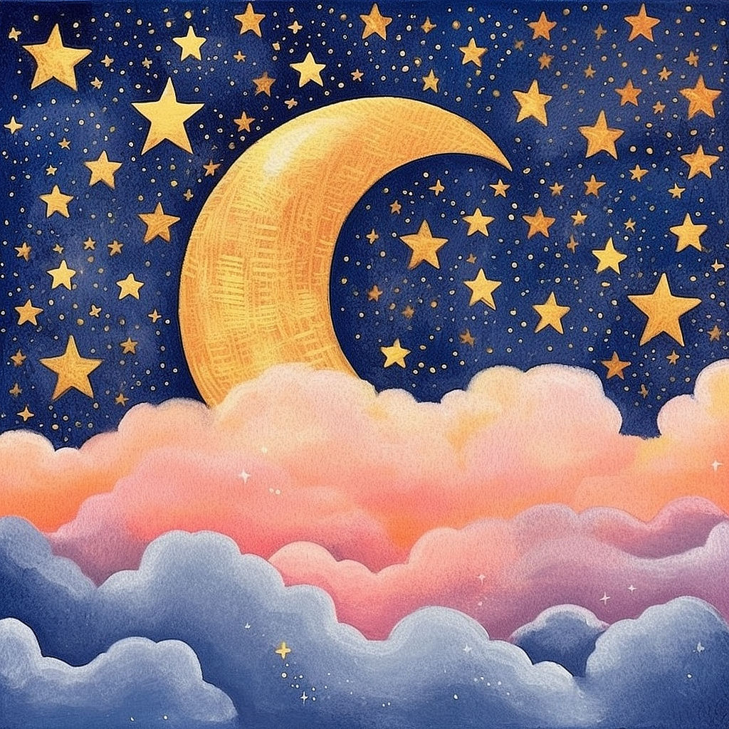 Animated GIF - Moon, Clouds & Stars - Consilina Designs's Ko-fi Shop