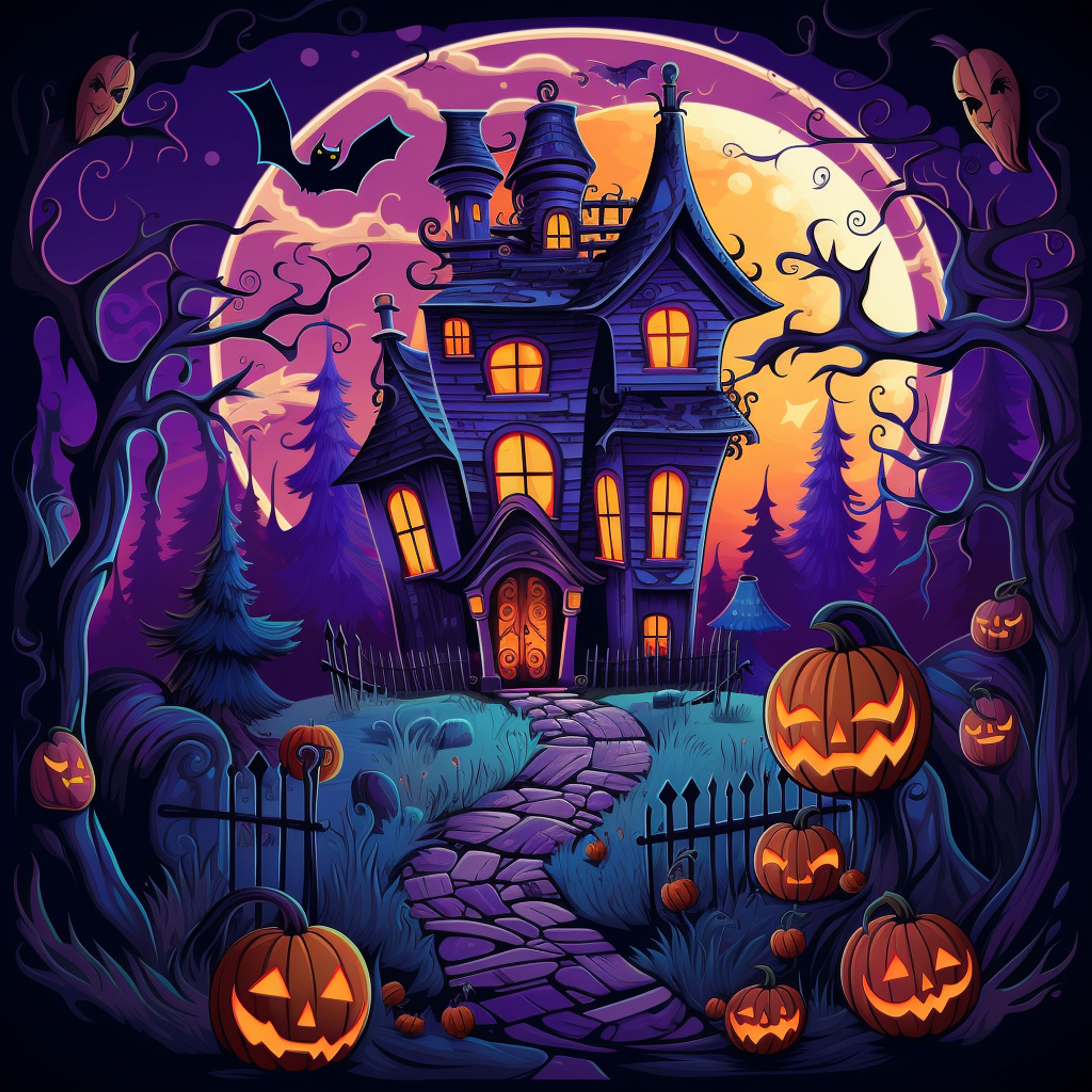 'Colorful Halloween Border' AI image prompt style for Midjourney