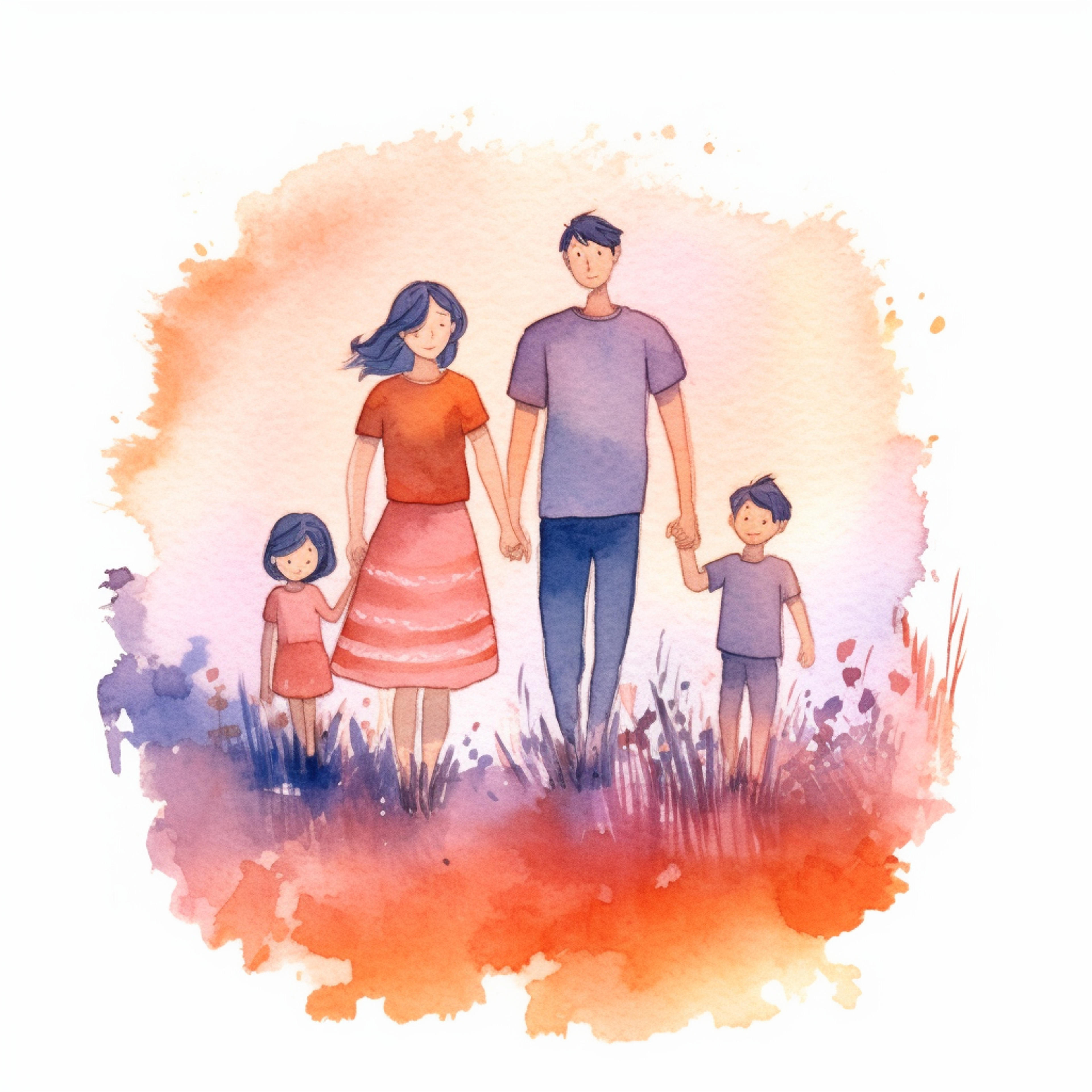 Freeflo - Watercolor Family Watercolor Blue & Orange