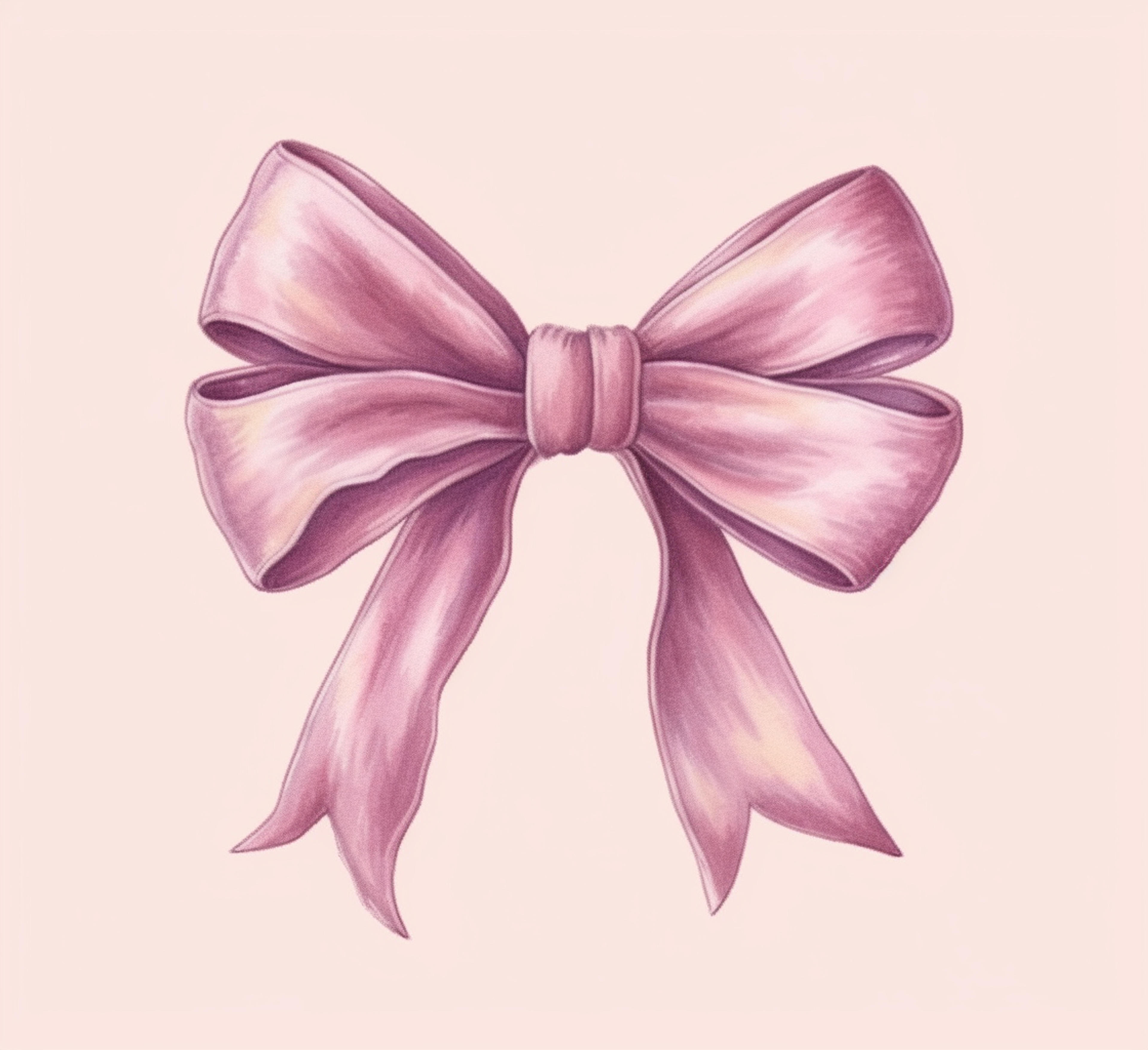 Pink Ribbon Bow in the Style of Jean Jullien and Armand Guillaumin