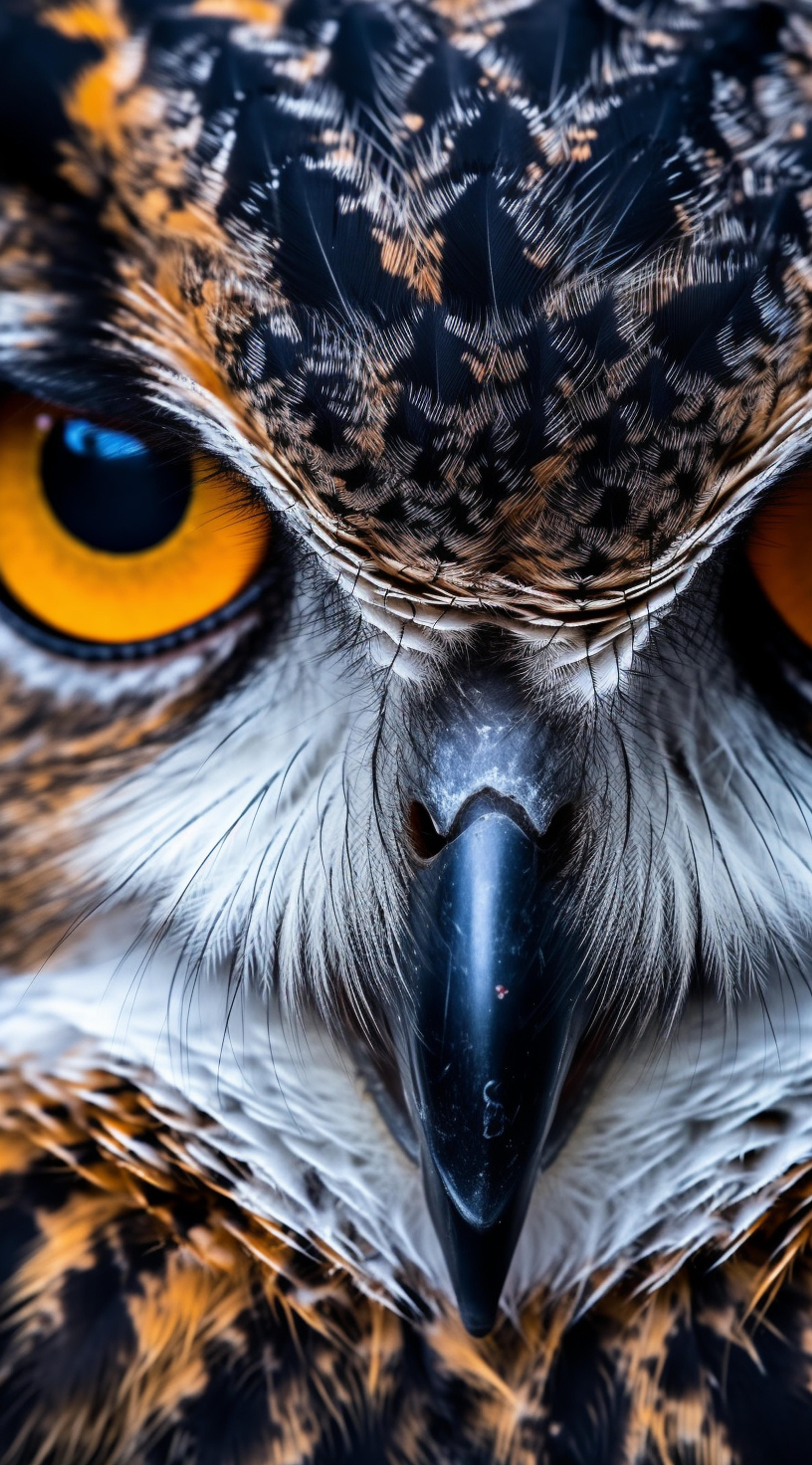 extreme close up of an owl, in the style of nikon d850, uhd image