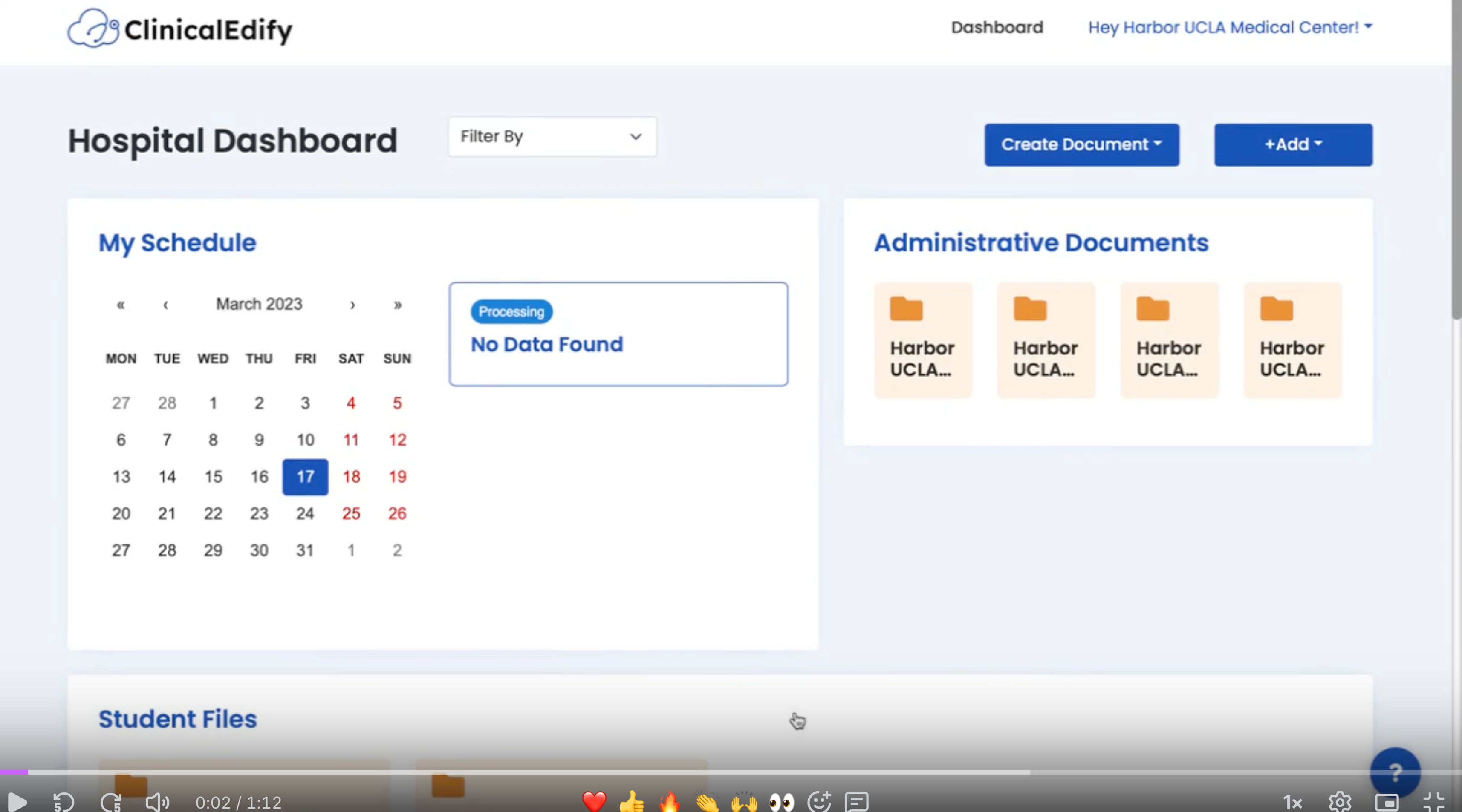 ClinicalEdify HIPAA-compliant dashboard for nursing school student onboarding