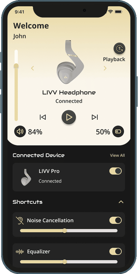 LIVV Audio Mobile App Interface