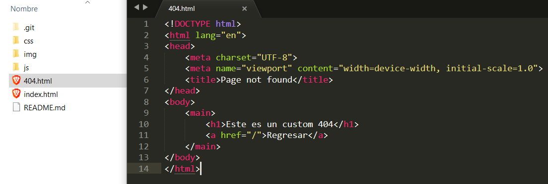 Creando 404 html