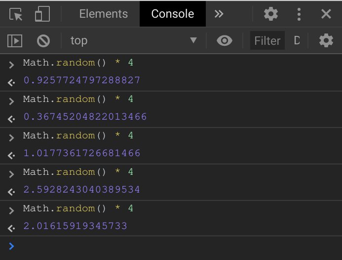 Math.random action in the console