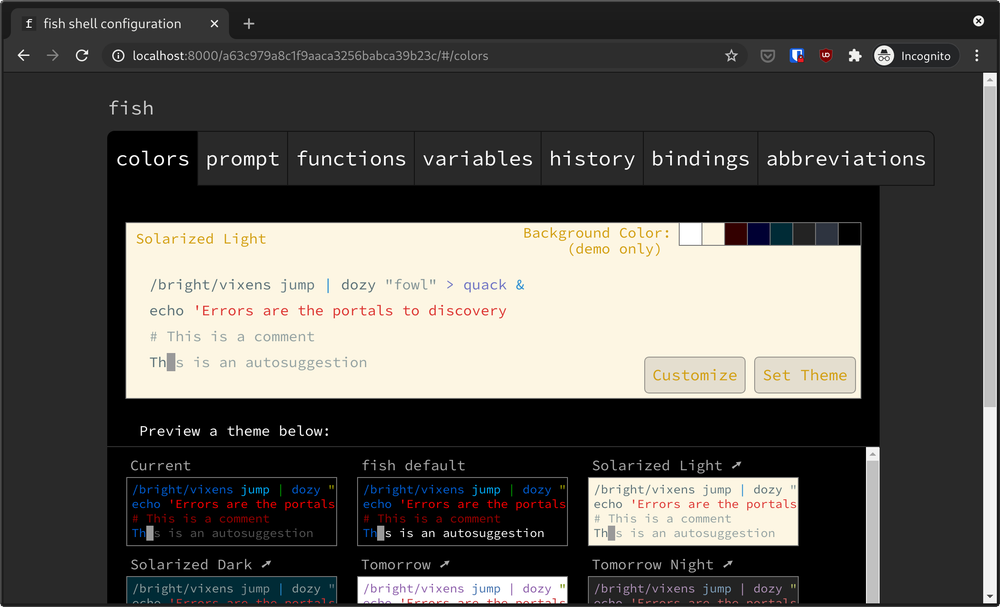 Fish web configuration tool