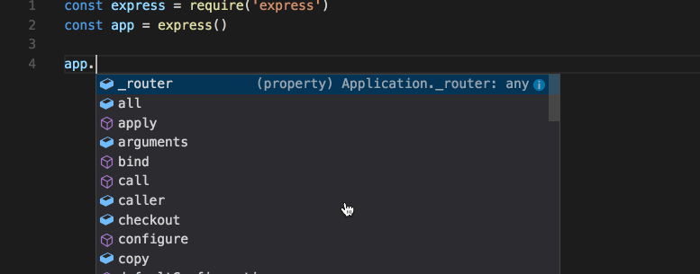 Code auto completion in Visual Studio Code