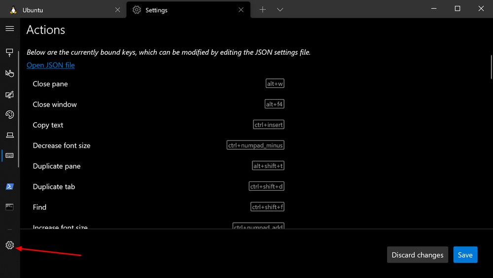 Windows terminal settings user interface in version 1.7