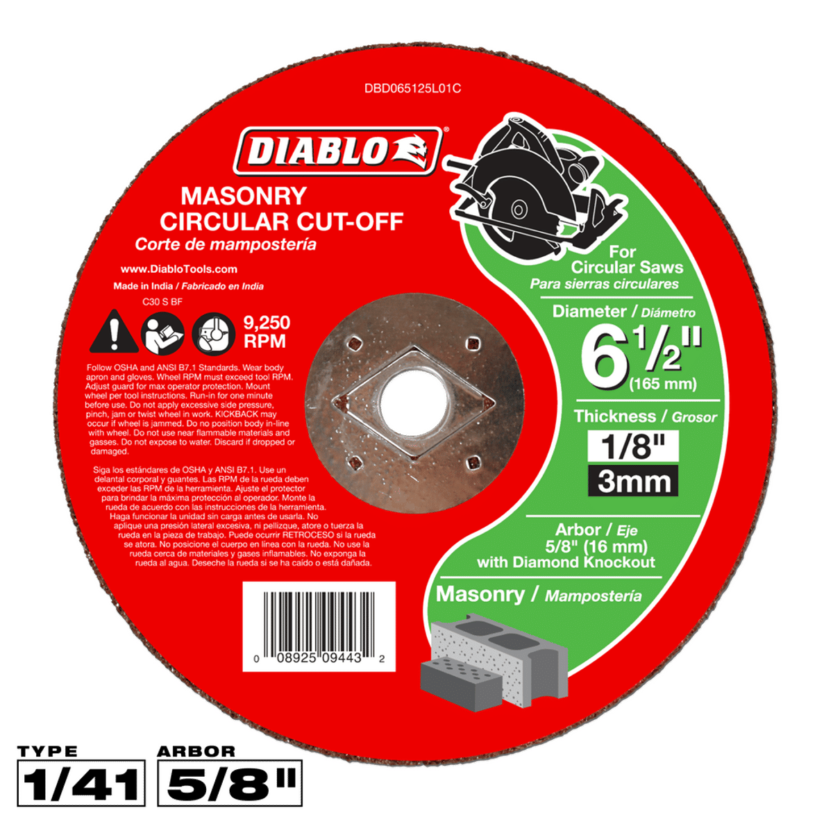 DBD065125L01C | Cut-Off & Grinding Discs | Masonry Cutting | Bonded ...