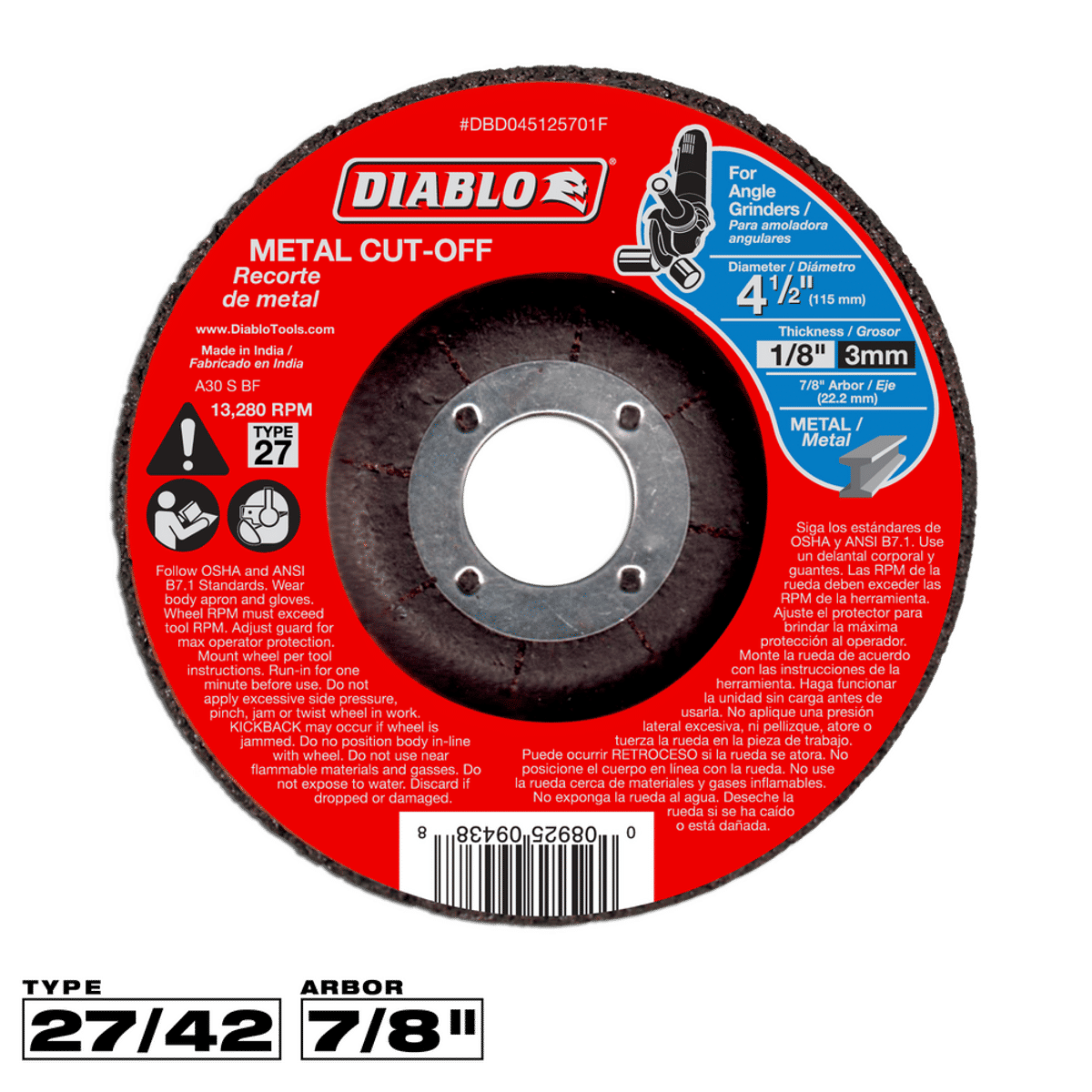 DBD045125701F | Cut-Off & Grinding Discs | Metal Cutting | Bonded