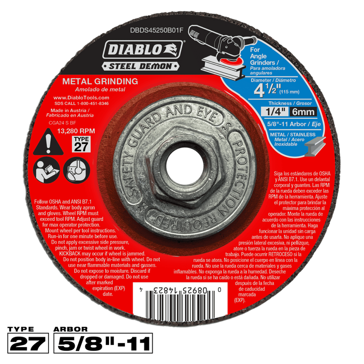 DBDS45250B01F | Cut-Off & Grinding Discs | Metal Grinding | Bonded