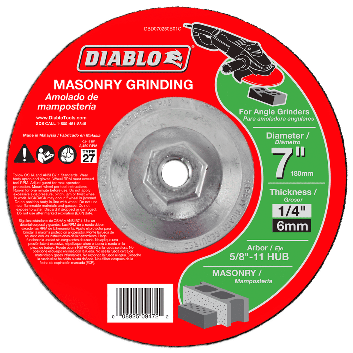 DBD070250B01C | Cut-Off & Grinding Discs | Masonry Grinding