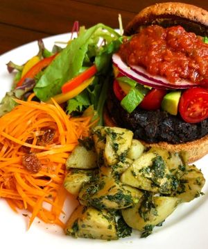 有機黒豆とマッシュルームのメキシカンバーガープレート