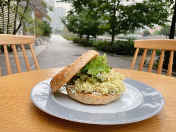 Soy vegan bagle sand