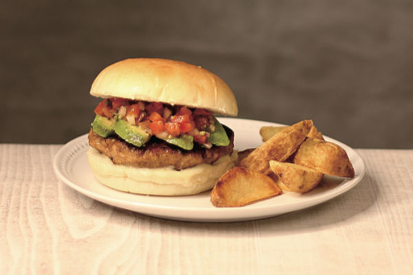 Avocado salsa burger