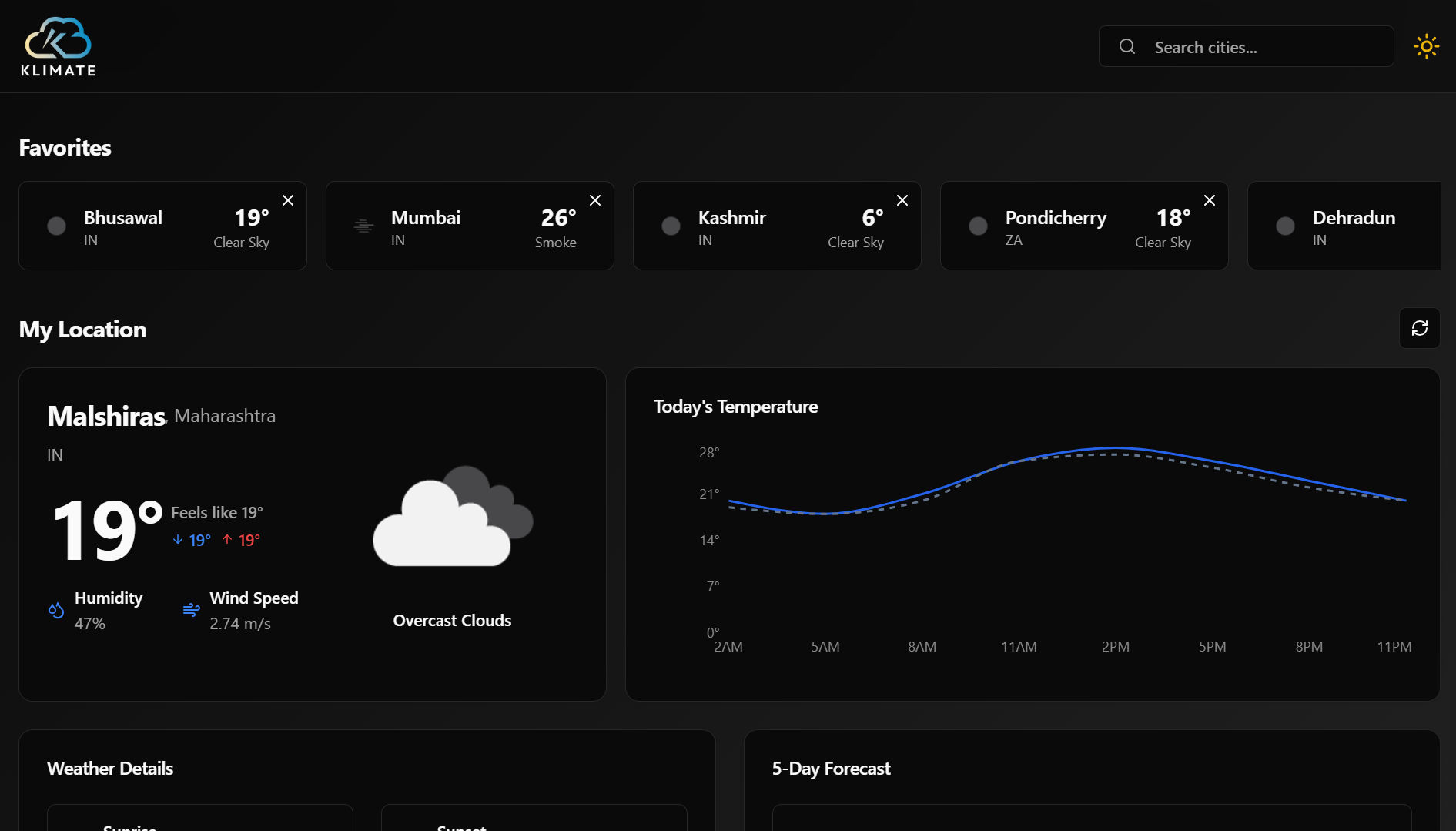 Screenshot of Climate