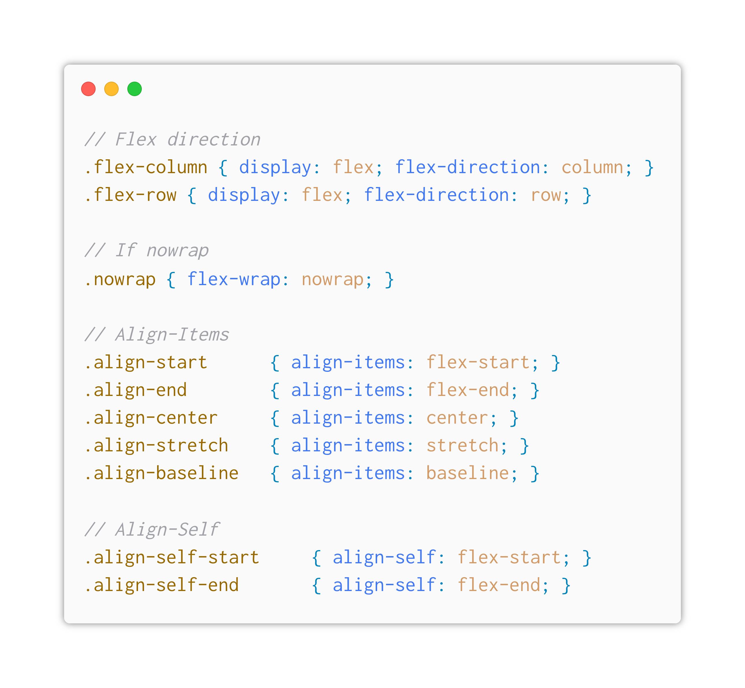 Example of Flexbox Classes