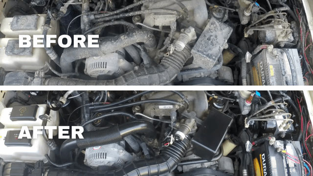 Before After Cleaning Engine Bay