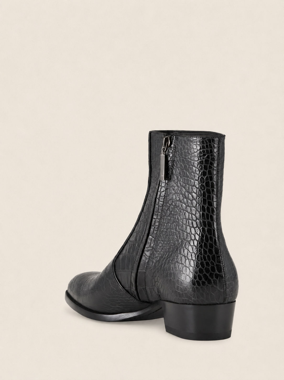 City Boots - Croco - handcrafted premium leather city boots in Black Croco - view 5