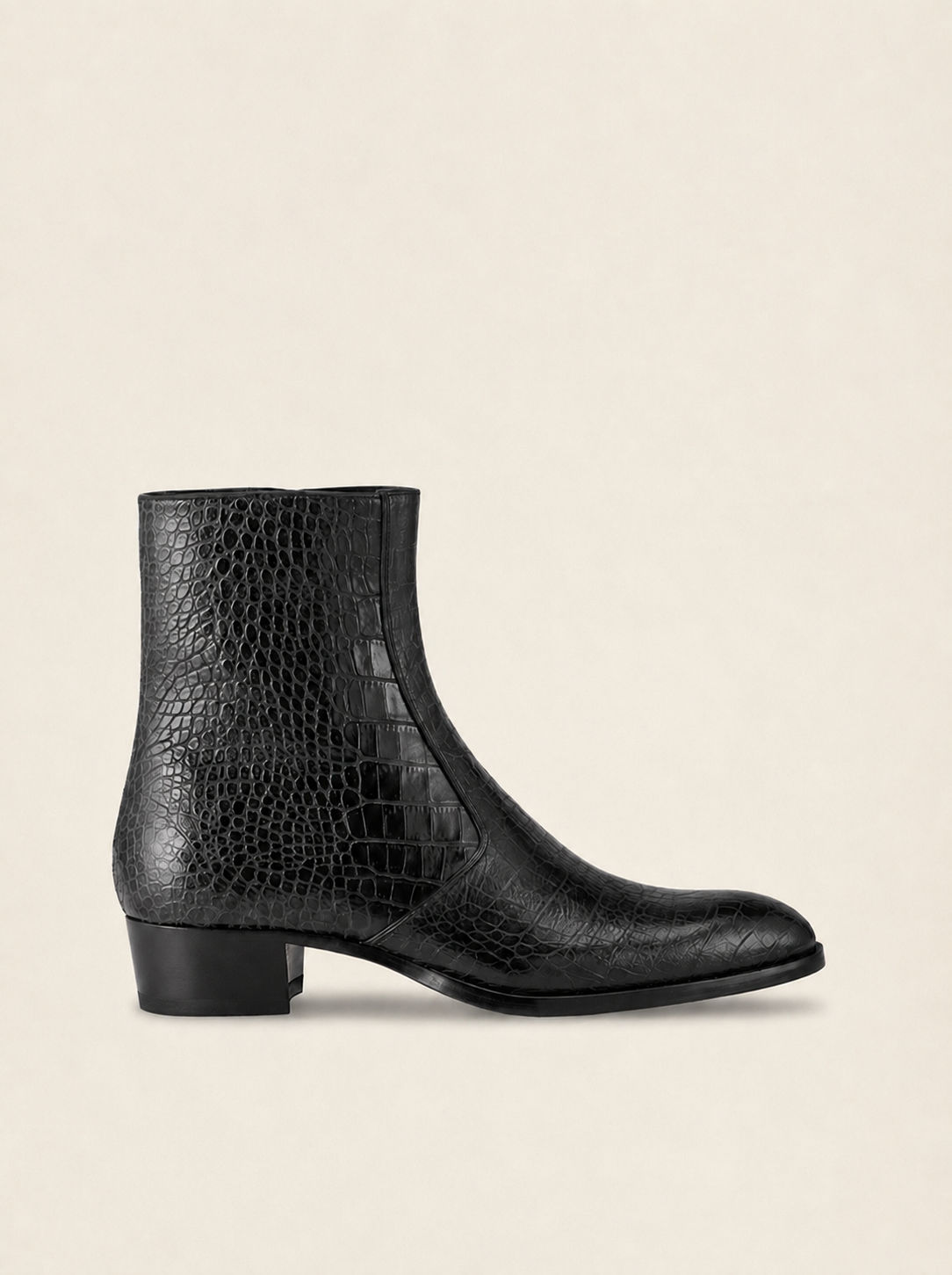 City Boots - Croco - handcrafted premium leather city boots in Black Croco - view 1