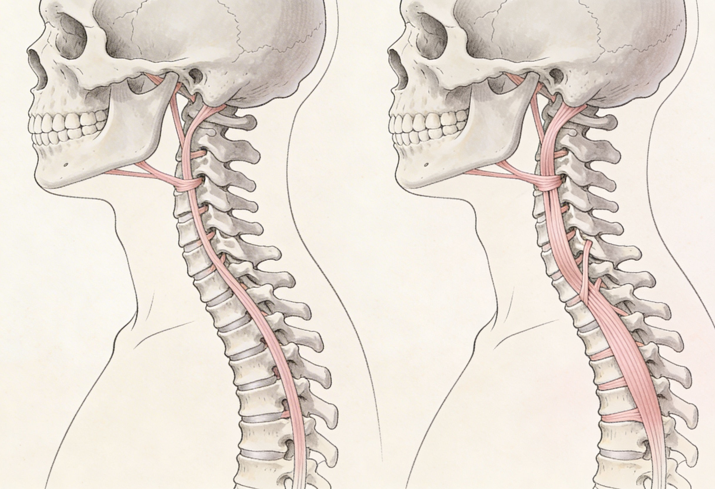 Comparison of stable cervical spine and ligament laxity causing instability