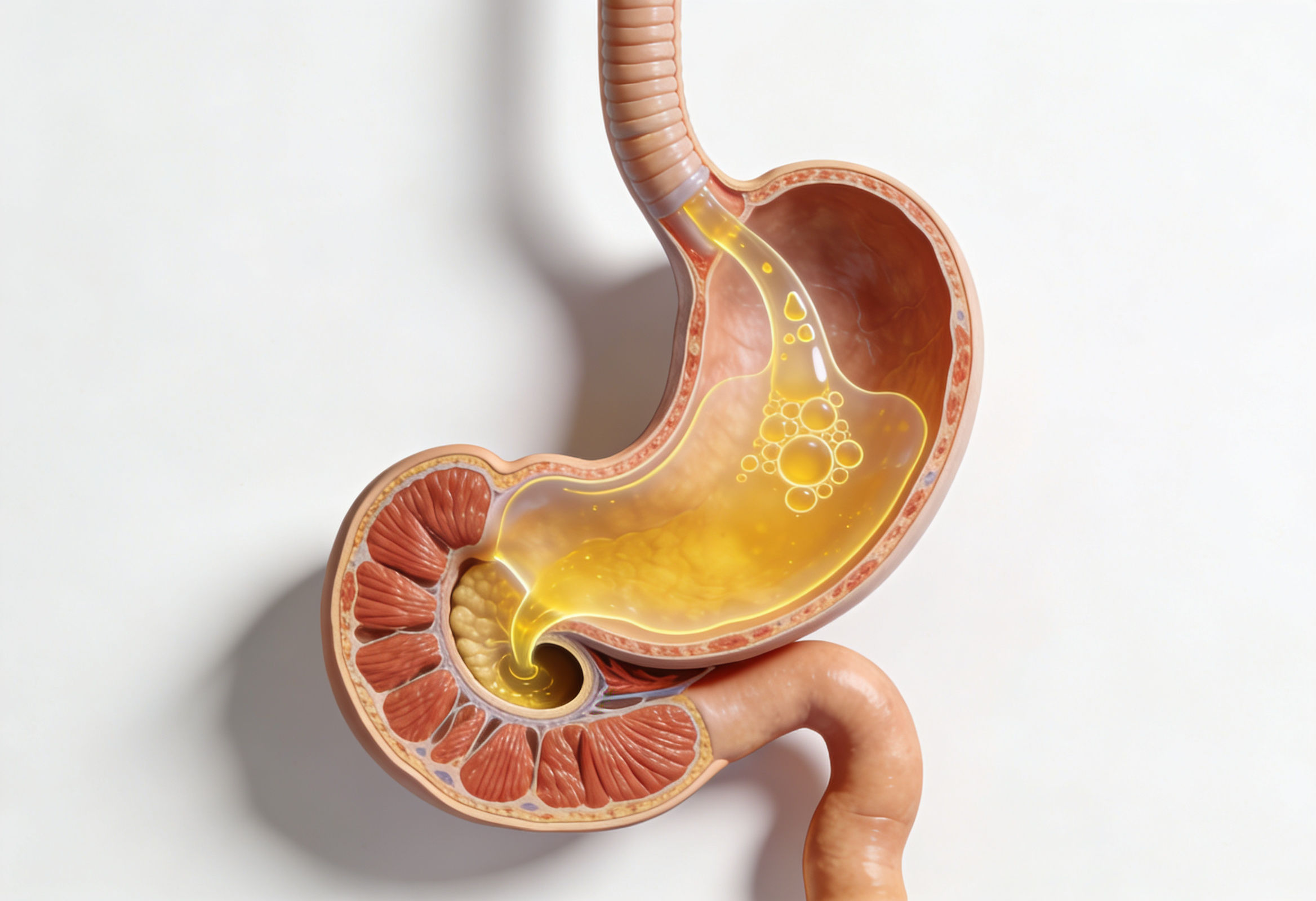 Diagram illustrating acid reflux in GERD affecting the esophagus.