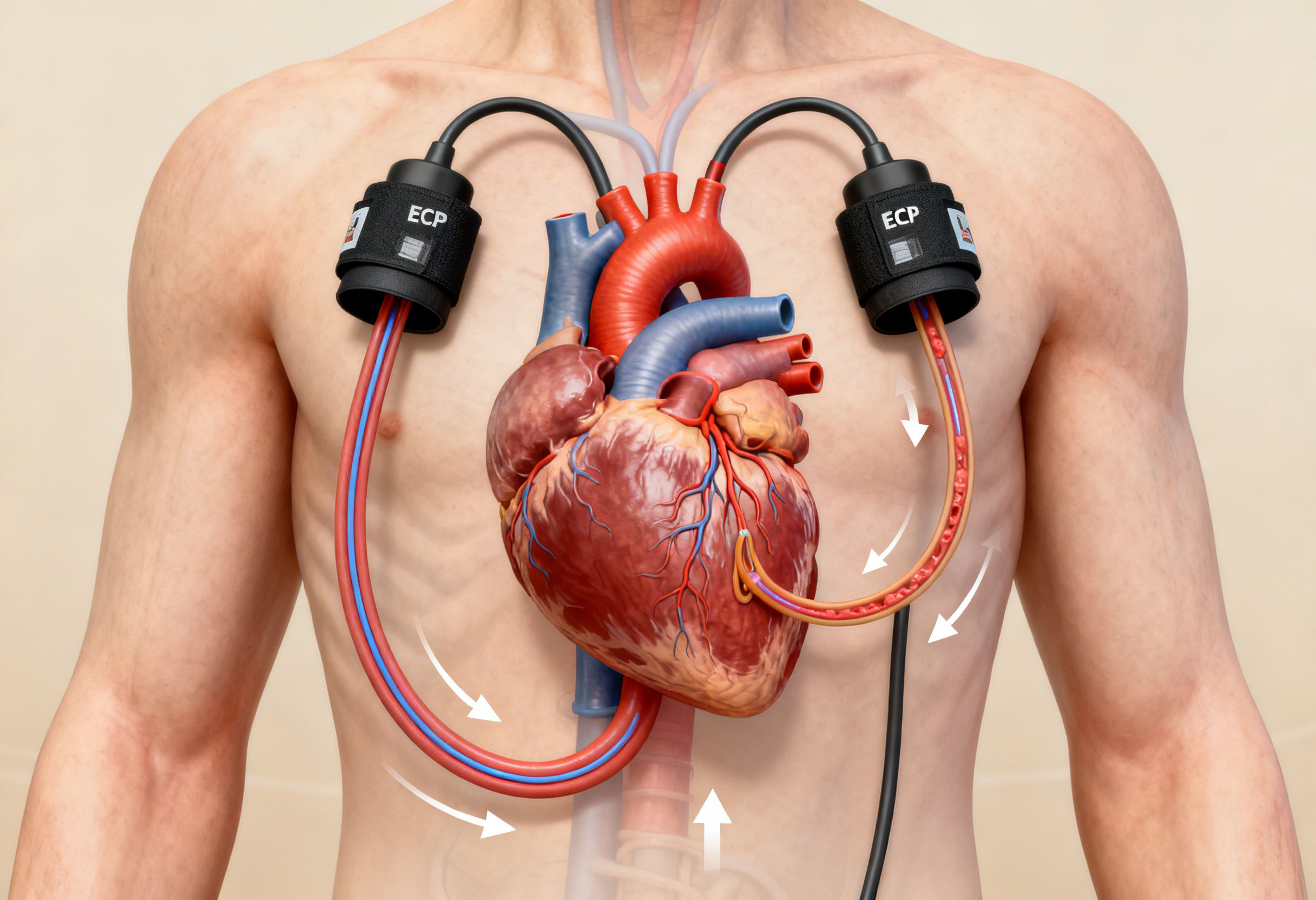 Diastolic augmentation during ECP therapy improving coronary blood flow