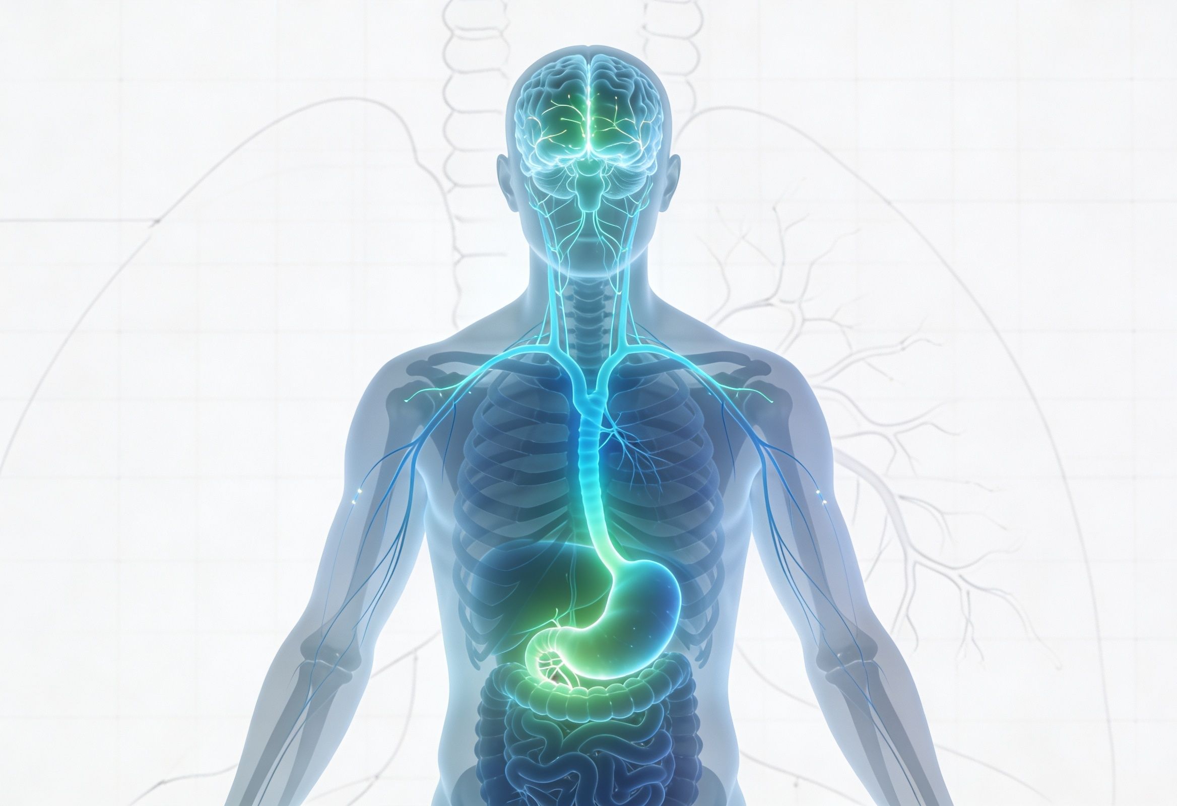 Gut-brain axis illustration showing connection between microbiome and depression through neural and immune pathways.jpeg