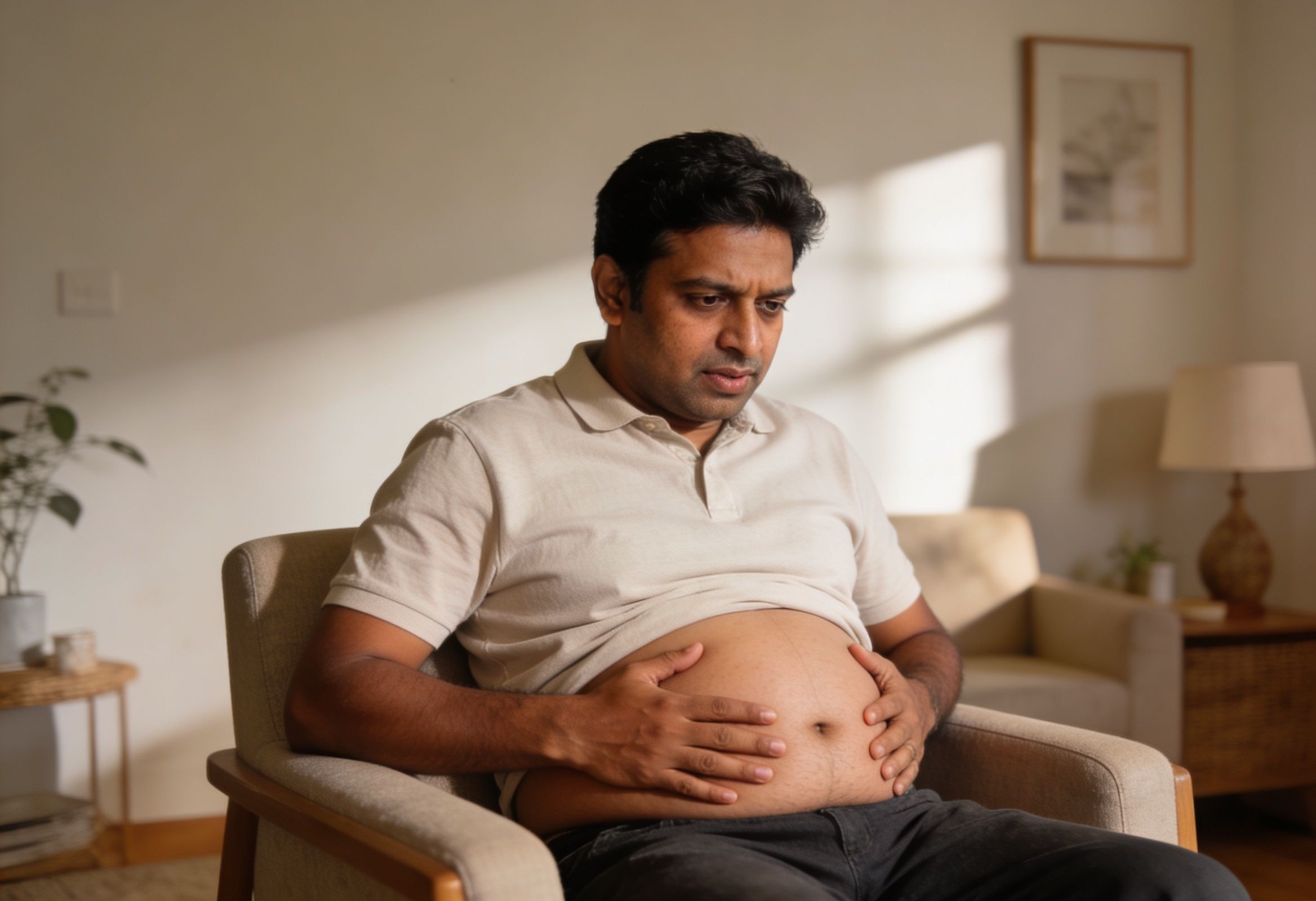 Indian adult experiencing bloating and digestive discomfort linked to low vagal tone and IBS.