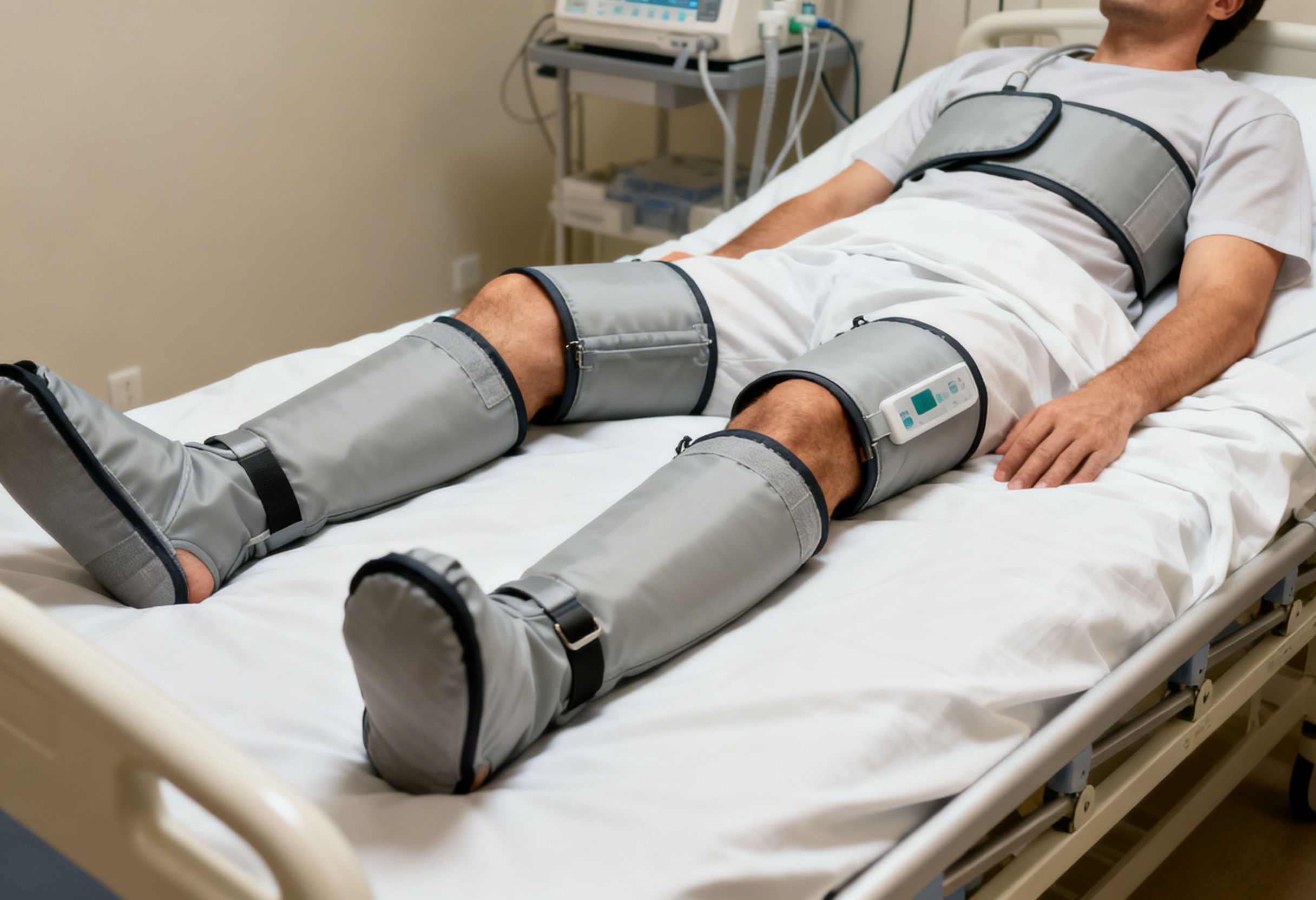 Patient receiving ECP therapy to improve heart blood circulation