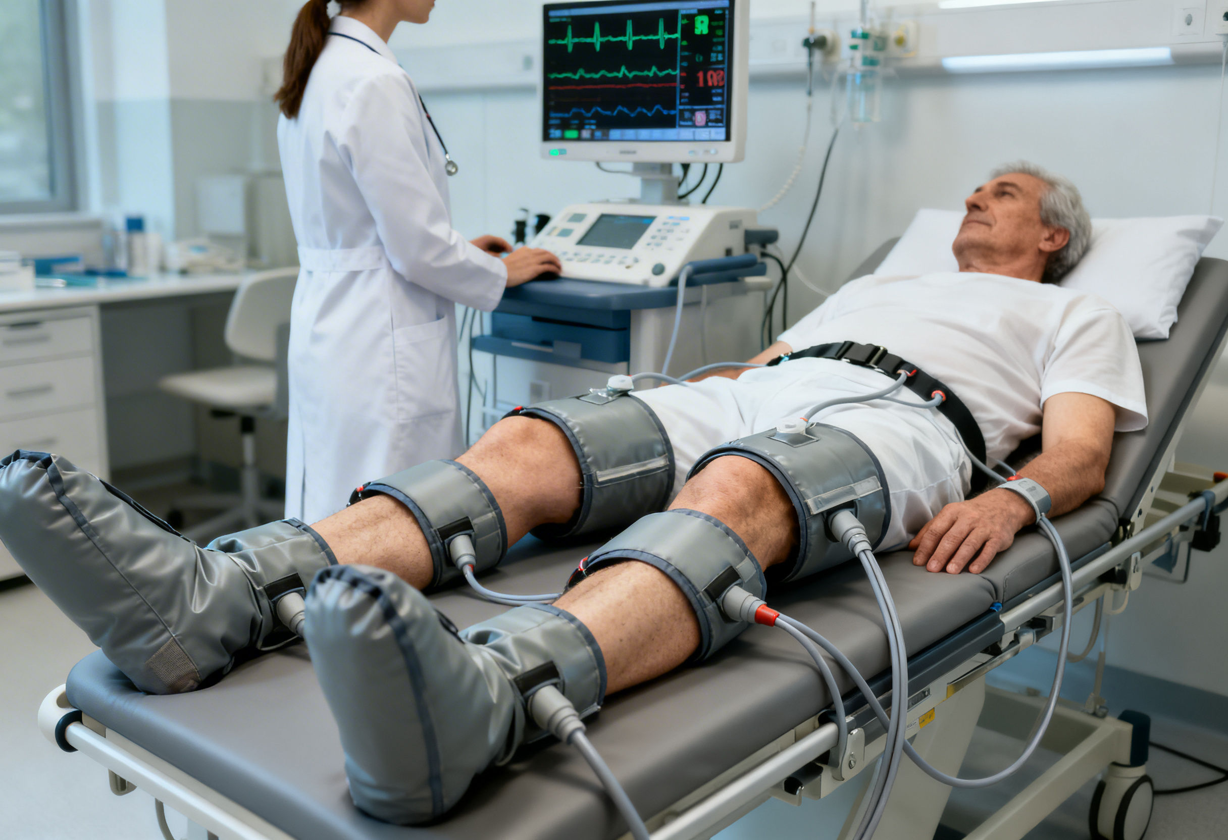 Patient receiving ECP therapy to support stroke recovery and cerebral circulation