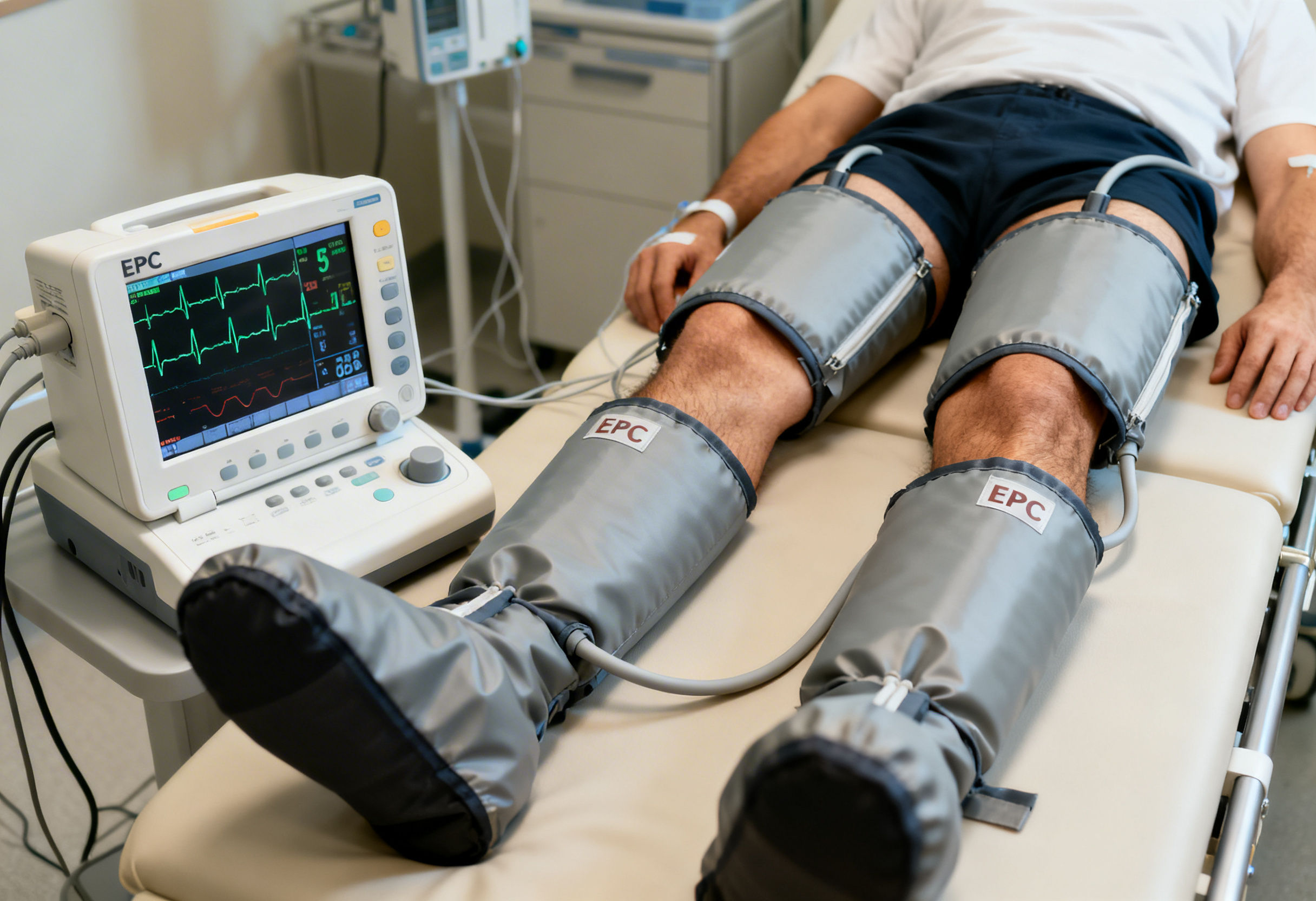 Patient receiving ECP therapy treatment to improve heart circulation