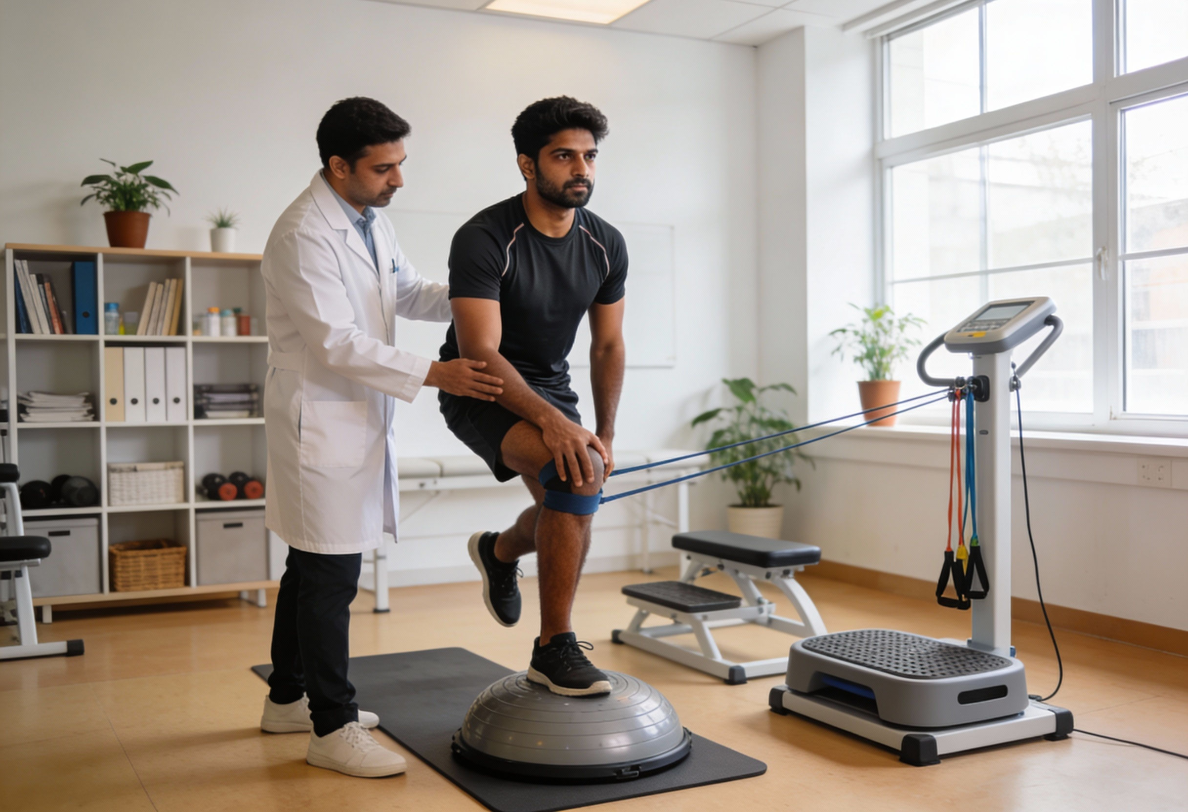 Rehabilitation exercises supporting knee ligament strengthening after prolotherapy