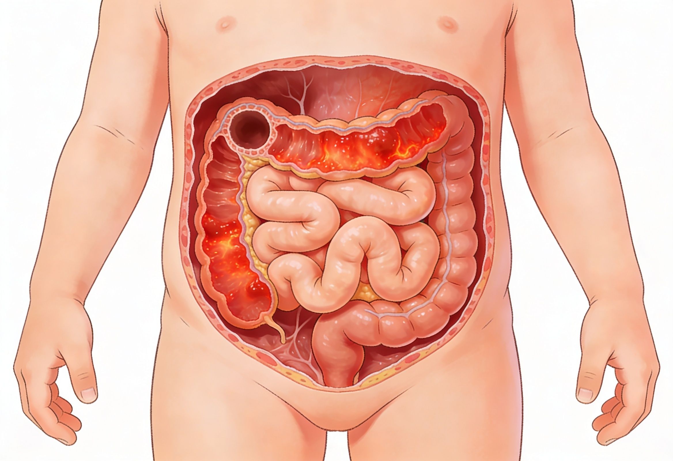 SIBO in children showing bacterial overgrowth in small intestine causing bloating and nutrient deficiency.jpeg