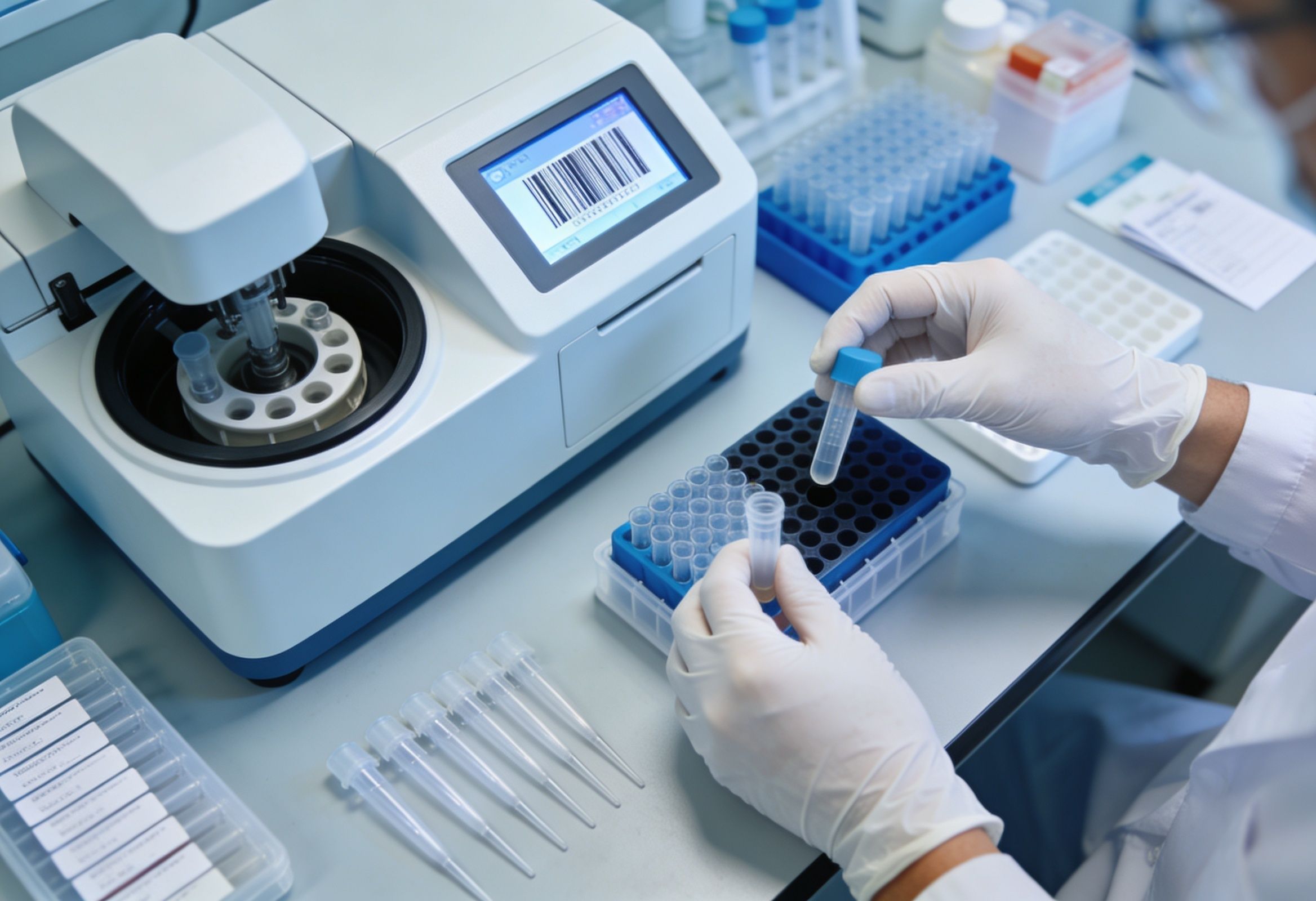 Step-by-step process of microbiome stool test, including sample collection, courier pickup, and lab analysis.