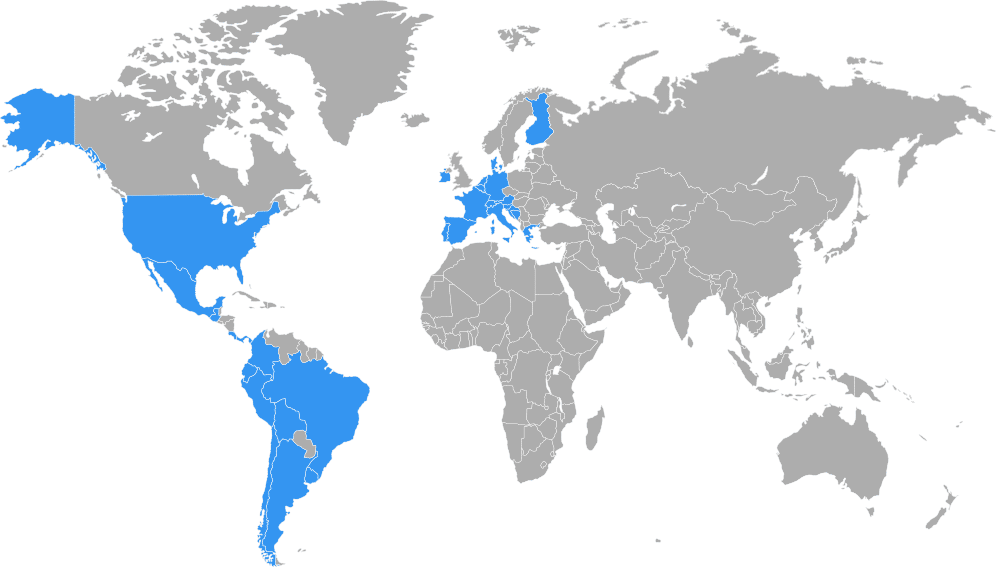Mapa mundial mostrando presencia de B-Prote
