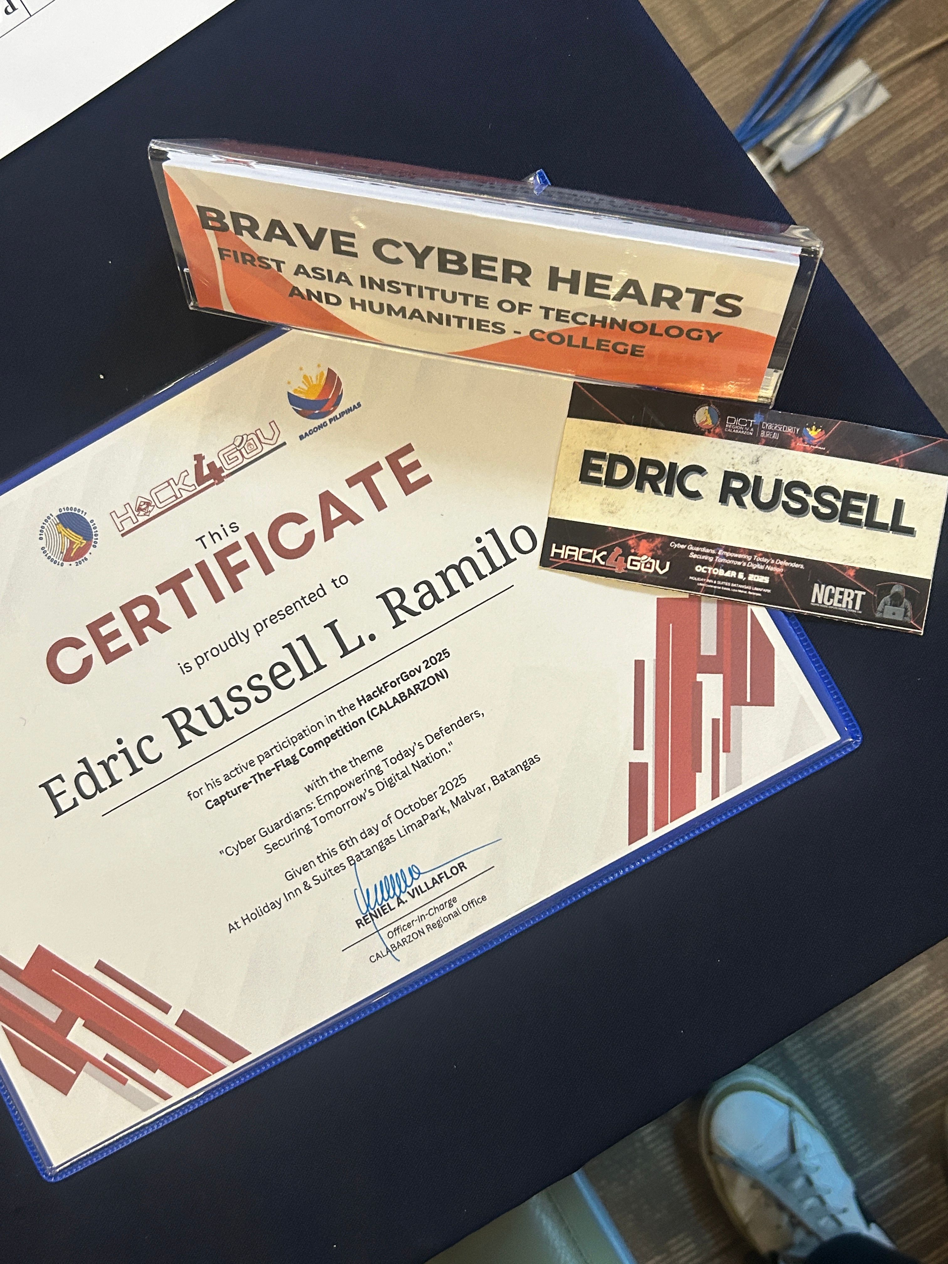 Competing in Hack4Gov CALABARZON cybersecurity CTF challenge