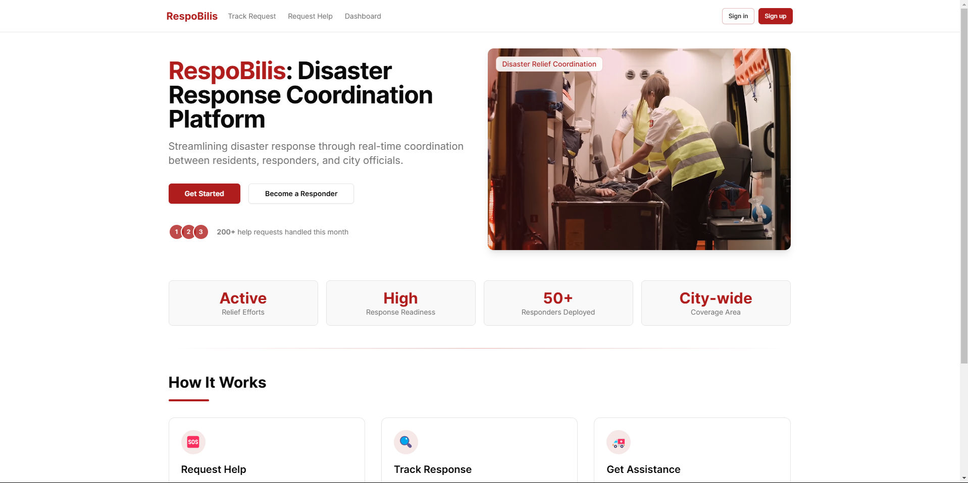 RespoBilis landing page and public assistance portal
