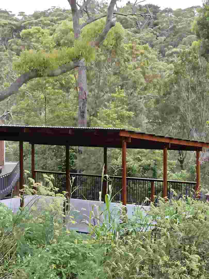 Modern pergola with glass panels