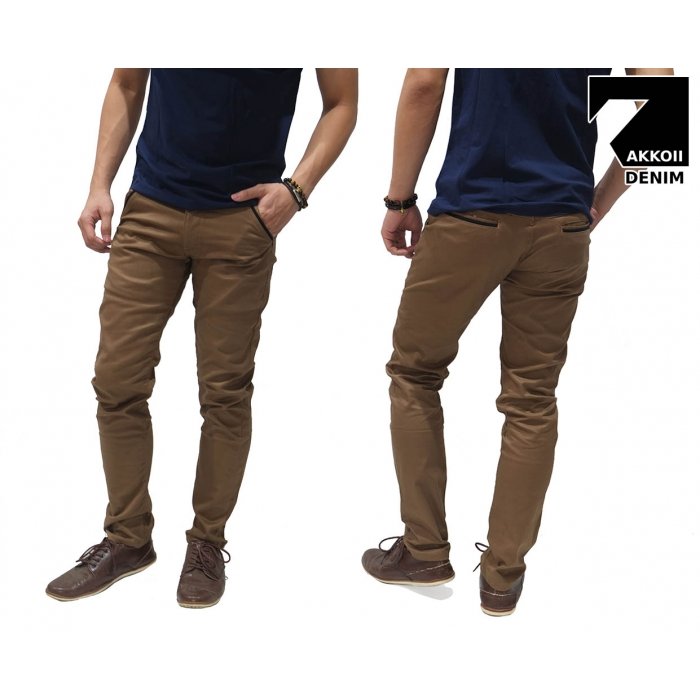  Celana  Panjang Chino Basic With List  Kakkoii Brown