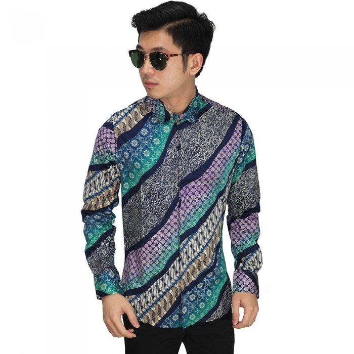  Kemeja  Batik Elegant Gradasi Tosca  Kemeja  Batik